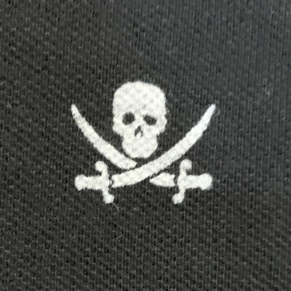 Cherokee Black Pirate Skull Printed Polo Shirt Boys Large - Picture 3 of 4